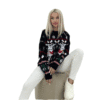 Ladies' Christmas Sweater (2) Ladies' Christmas loose reindeer Christmas tree pattern ladies' knitted round-neck sweater