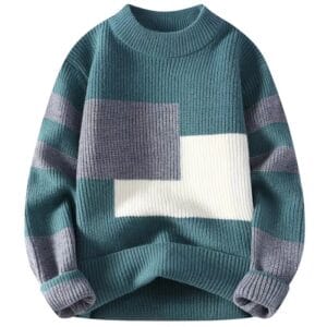 005 2025 Fashion splicing color matching pullover sweater round neck sweater