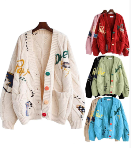 2025 multi color optional women's cardigan long sleeved knitted jacket