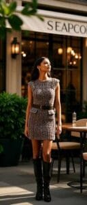 dress with high boots