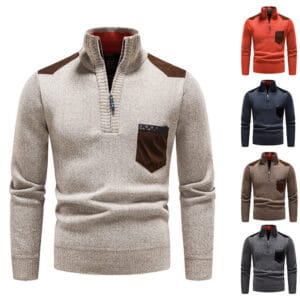 q2 Cross-border foreign trade autumn and winter men's stand-up collar thickened sweater knitted sweater pullover large size half zipper knitted top men