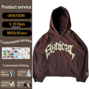 产品主图 In-stock 2025 new American retro printed zipper hoodie