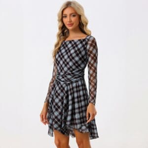 绘蛙-任务132312616 2025 Customized Fashion Women's Sweet Cool Style Square Collar Checkered A-line Skirt