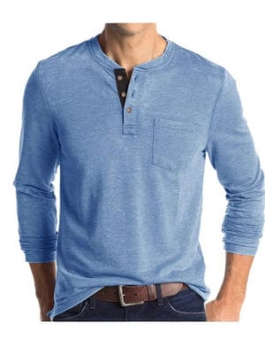 蓝色 2025 Factory Wholesale Customization Fashion Casual Men's Round Neck Long Sleeve T-shirt Bottom Top