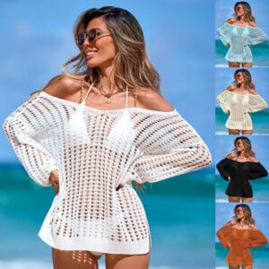 2026 New Summer Beach hollowed-out women's knitted sweater