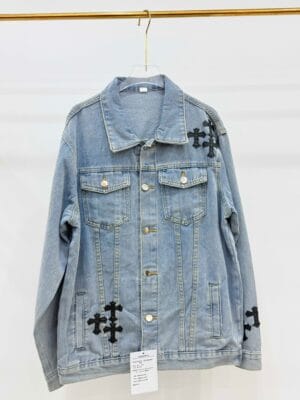 Fashionable and luxurious printed retro denim jacket with single-breasted buttons