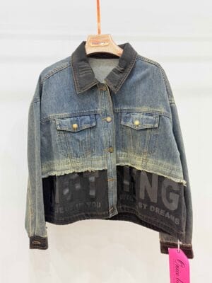 2026 Fashion Splicing Cowboy Contrast Long Sleeve Coat