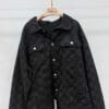 Black trendy and fashionable neutral style pure cotton denim checkered coat