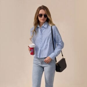 绘蛙-任务137508890 Ladies' POLO collar blue workplace T-shirt