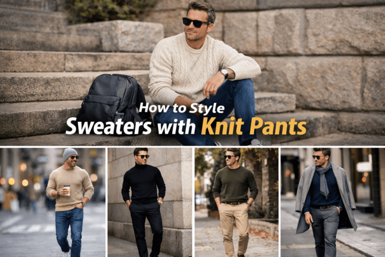 style mens' sweater with knitted pants